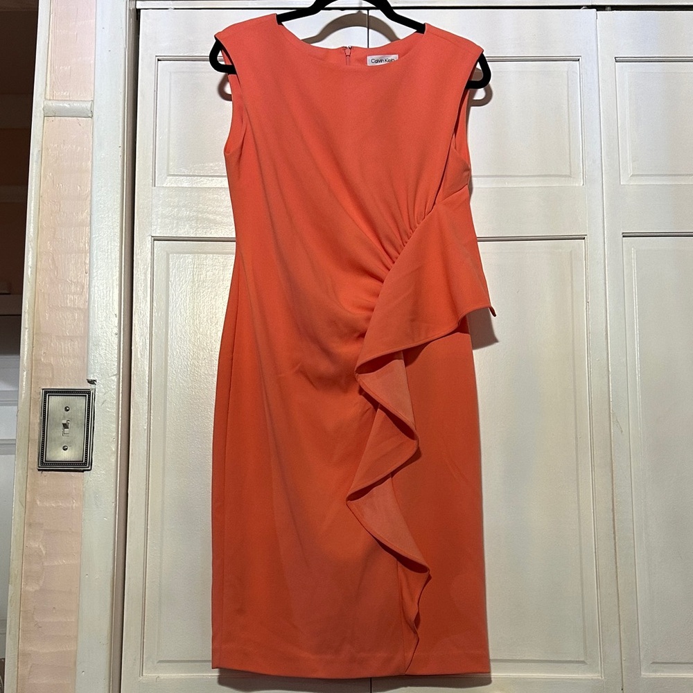 Elegant Peach Sleeveless Dress